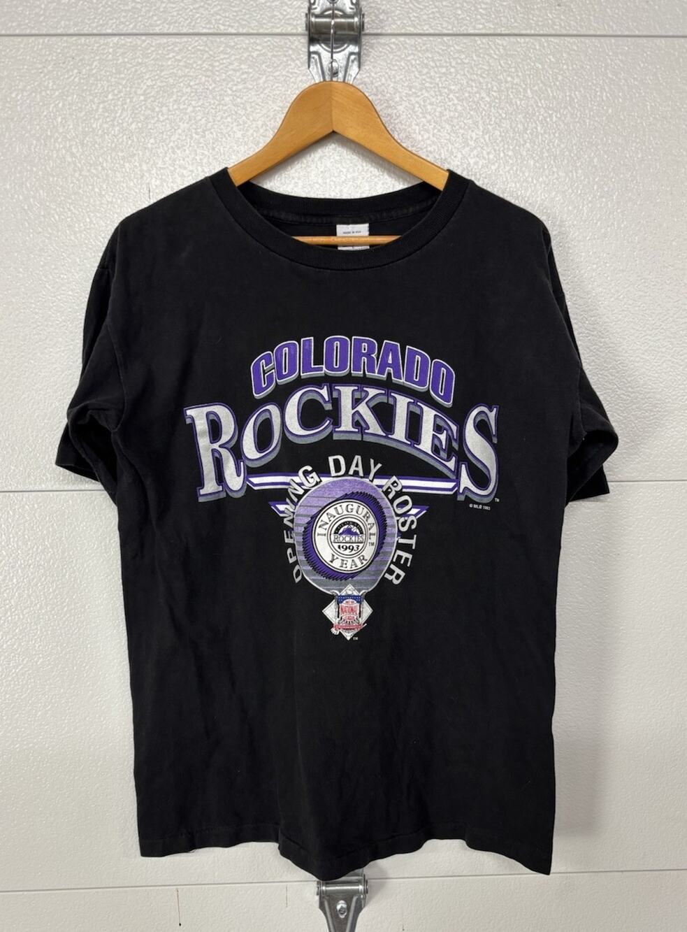 VTG 1993 Salem Sportswear Colorado Rockies Opening Day Roster T-shirt Size L